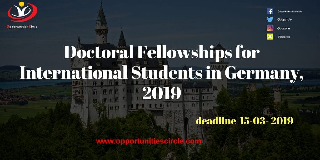 Doctoral Fellowships for International Students in Germany, 2019