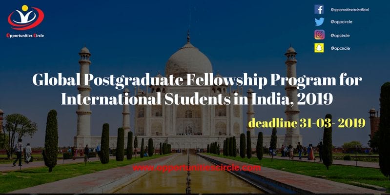 Global Postgraduate Fellowship Program for International Students in India, 2019