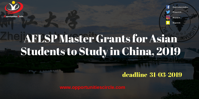 AFLSP Master Grants for Asian Students to Study in China, 2019