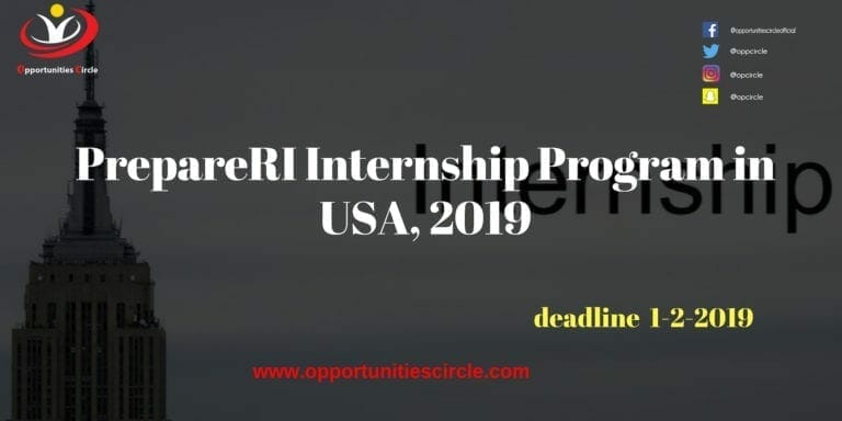 PrepareRI Internship Program in USA, 2019