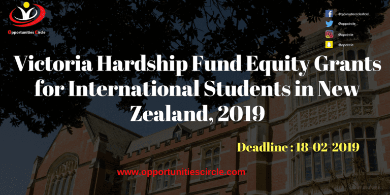 Victoria Hardship Fund Equity Grants for International Students in New Zealand, 2019