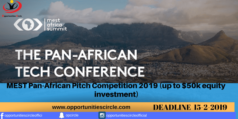 MEST Pan-African Pitch Competition 2019 (up to $50k equity investment)