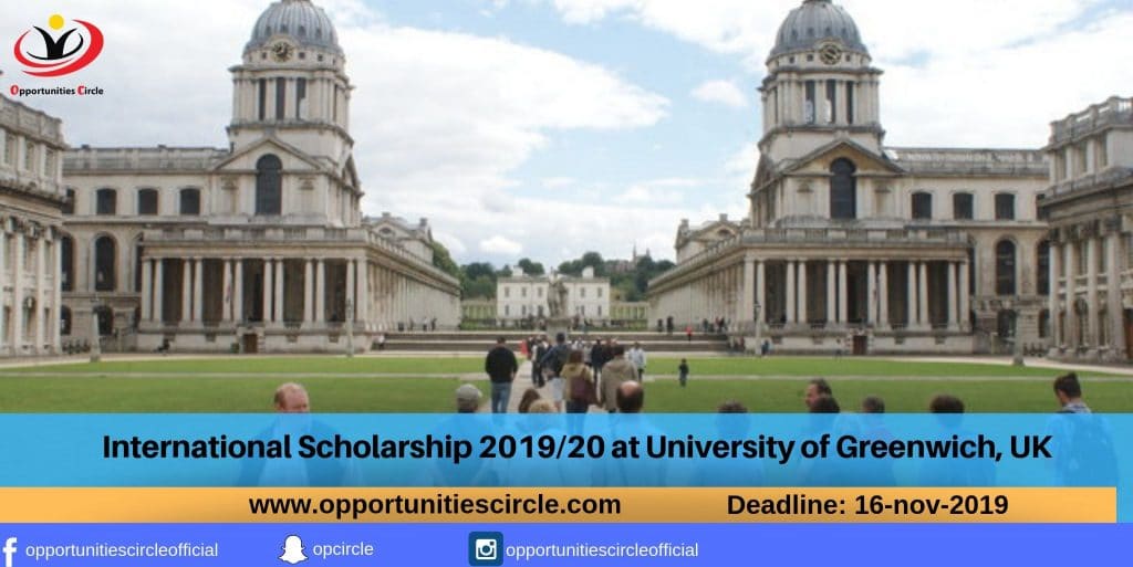 International Scholarship 2019_20 at University of Greenwich, UK