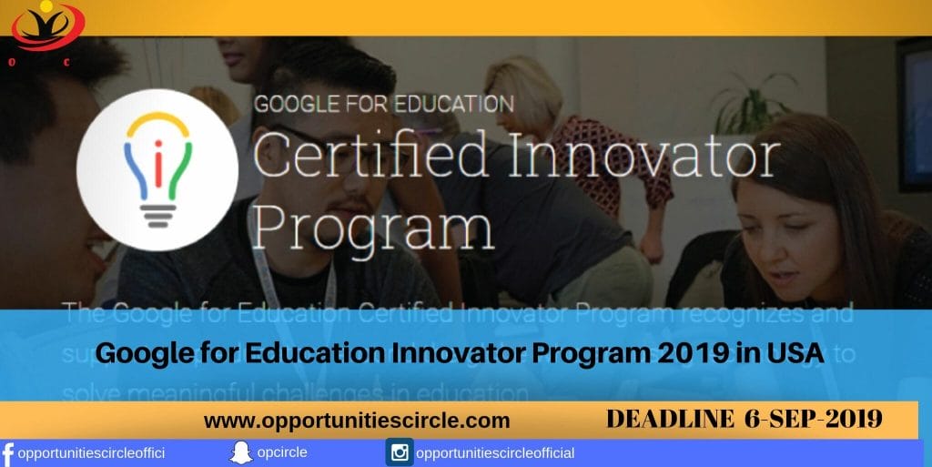 Google for Education Innovator Program 2019 in USA