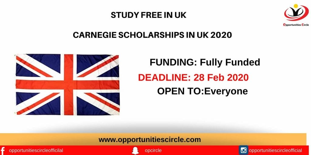 Carnegie Scholarships in UK 2020