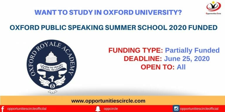 Oxford Public Speaking Summer School 2020 Funded
