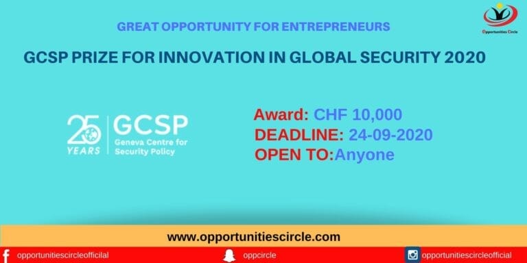 GCSP Prize for Innovation in Global Security 2020