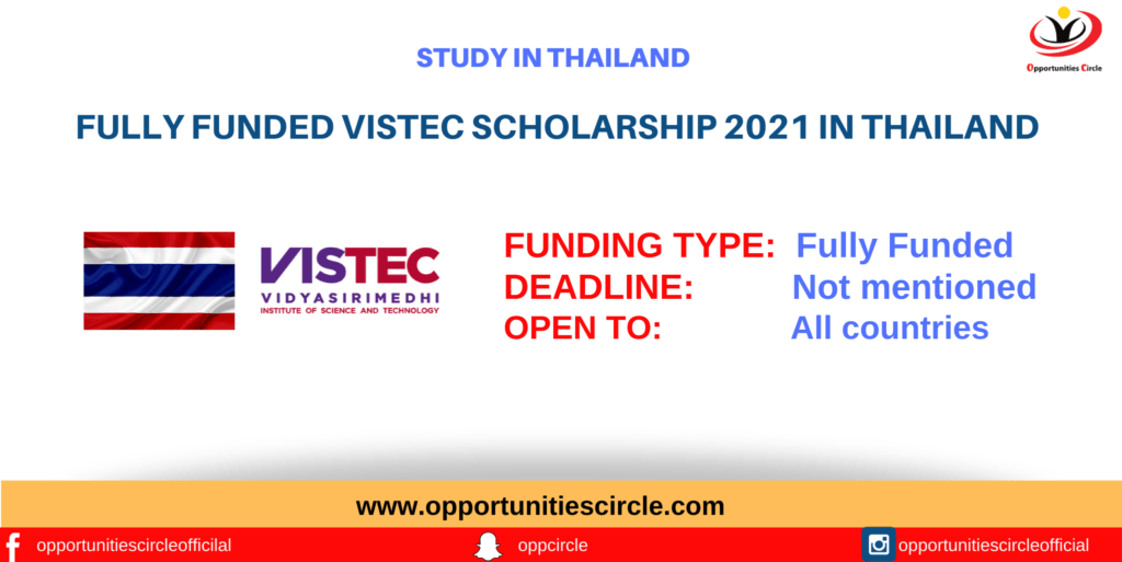 Fully Funded VISTEC Scholarship