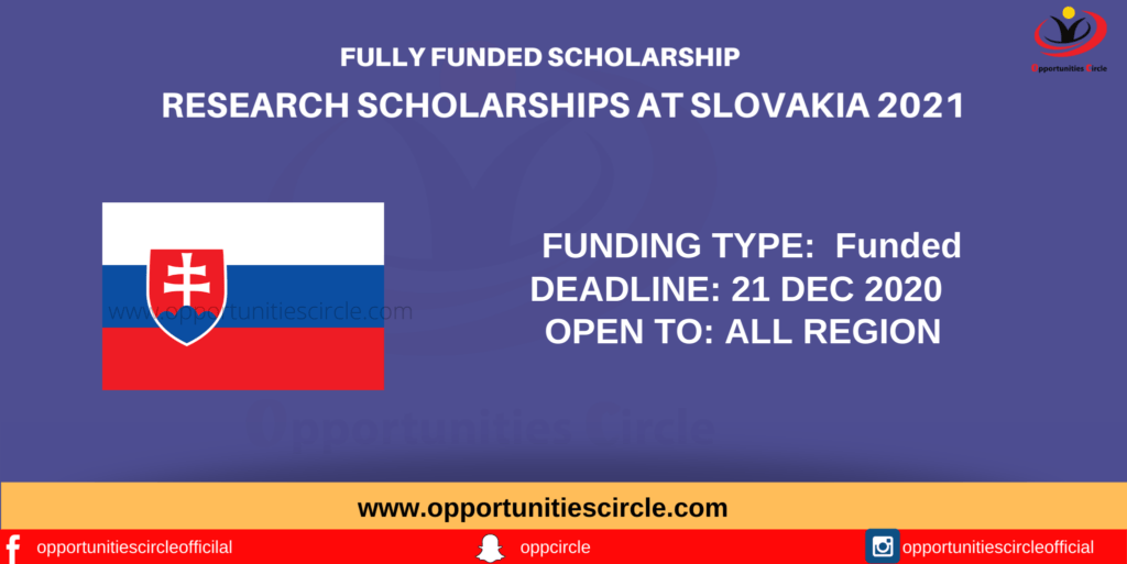 Fully Funded Research Scholarships at Slovakia 2021