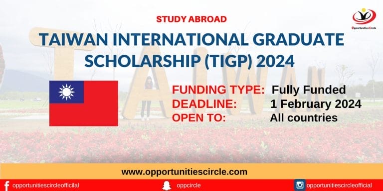 Taiwan International Graduate Scholarship 2024 | TIGP 2024 | Fully Funded