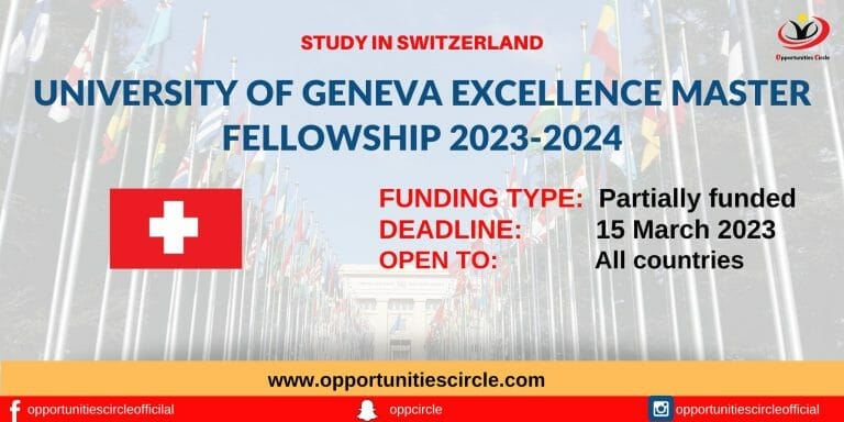 University of Geneva Excellence Master Fellowship 2023-2024