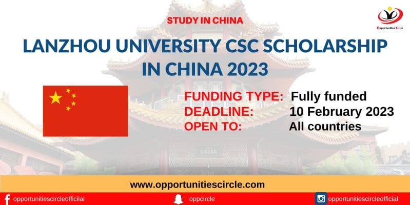 Lanzhou University CSC Scholarship in China 2023