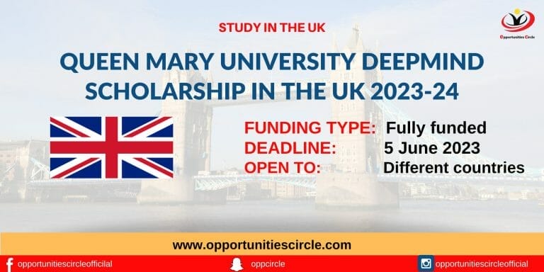 Queen Mary University DeepMind Scholarship in UK 2023