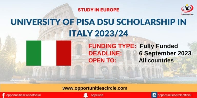 University of Pisa DSU Scholarship in Italy 2023/24
