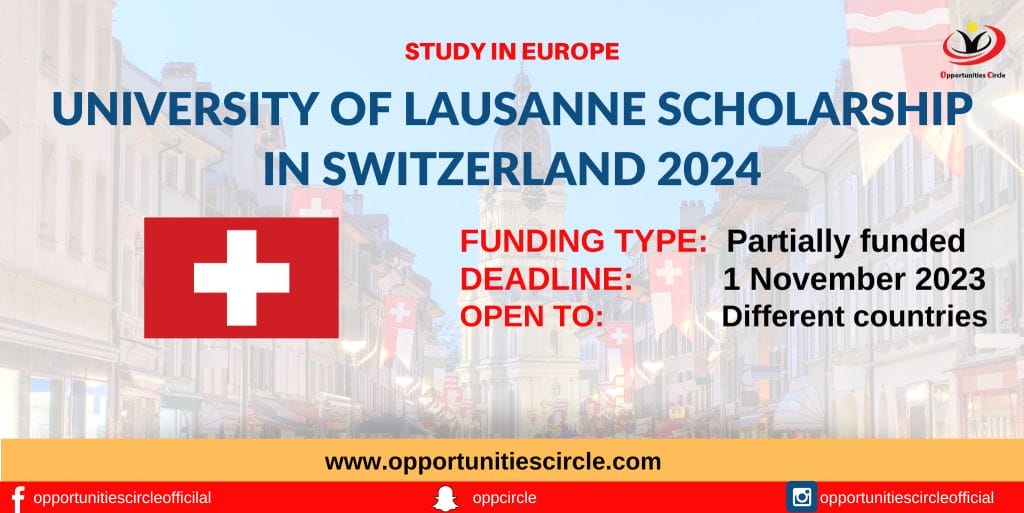 University of Lausanne Scholarship in Switzerland 2024