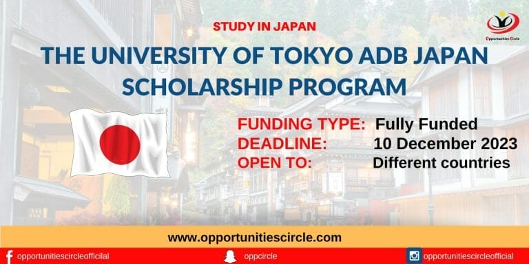 University of Tokyo ADB Scholarship 2024 in Japan