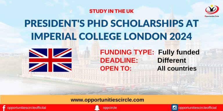 President's PhD Scholarships at Imperial College London 2024