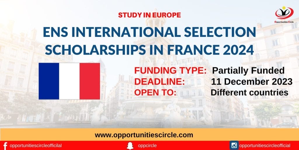 ENS International Selection Scholarships 2024