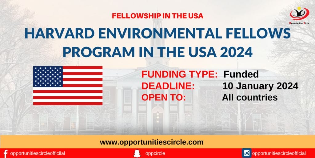 Harvard Environmental Fellows Program in the USA 2024