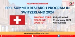 EPFL Summer Research Program in Switzerland 2024