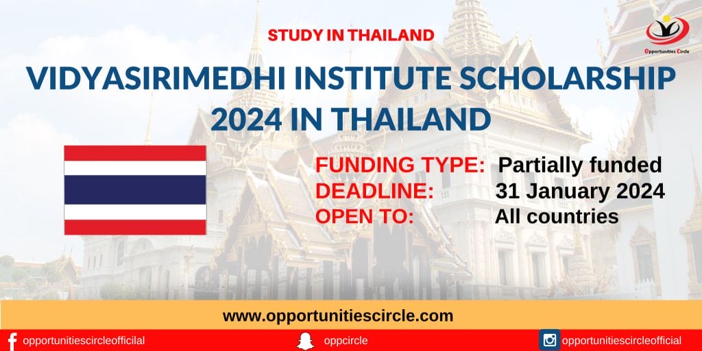 Vidyasirimedhi Institute Scholarship 2024 in Thailand