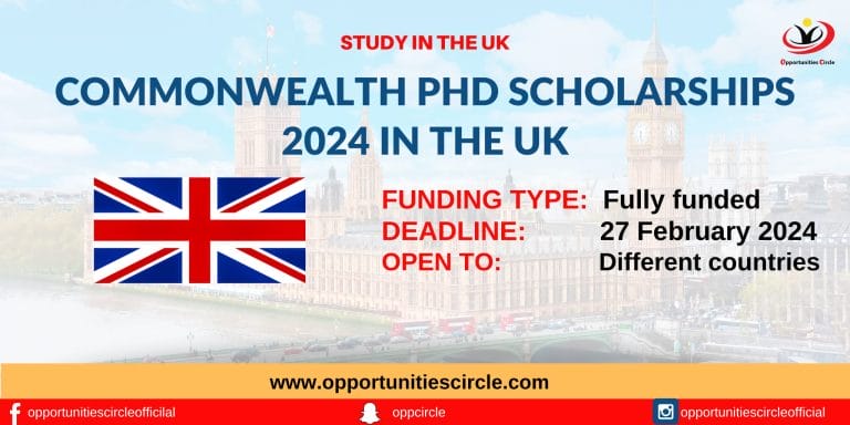 Commonwealth PhD Scholarships 2024 in the UK