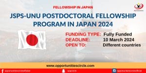 JSPS-UNU Postdoctoral Fellowship Program in Japan 2024