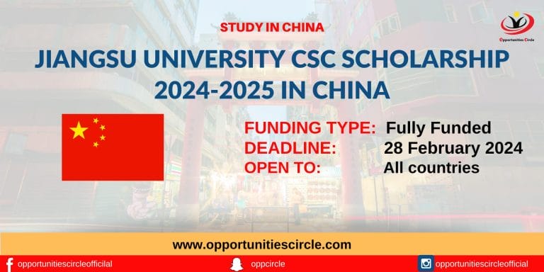 Jiangsu University CSC Scholarship 2024-2025 in China
