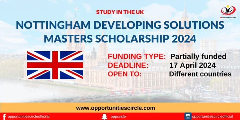 Nottingham Developing Solutions Masters Scholarship 2024