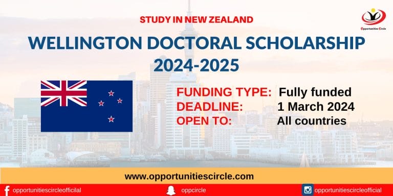 Wellington Doctoral Scholarship 2024-2025 in new zealand