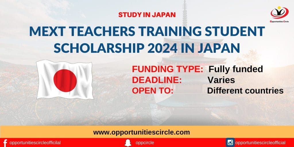 MEXT Teachers Training Student Scholarship 2024 in Japan