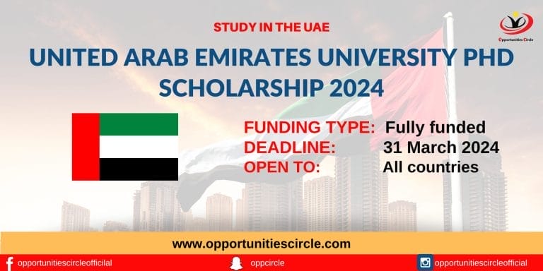 United Arab Emirates University PhD Scholarship 2024