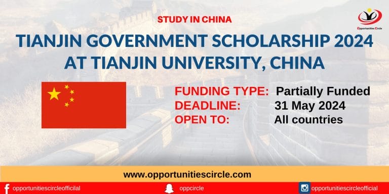 Tianjin Government Scholarship 2024 at Tianjin University